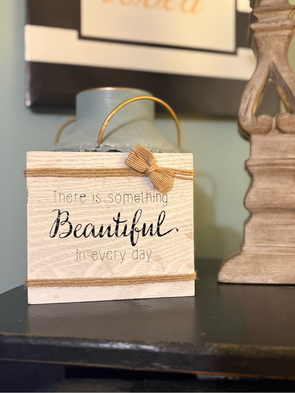 Wooden Inspirational Sign "Beautiful" - Neutral Tones